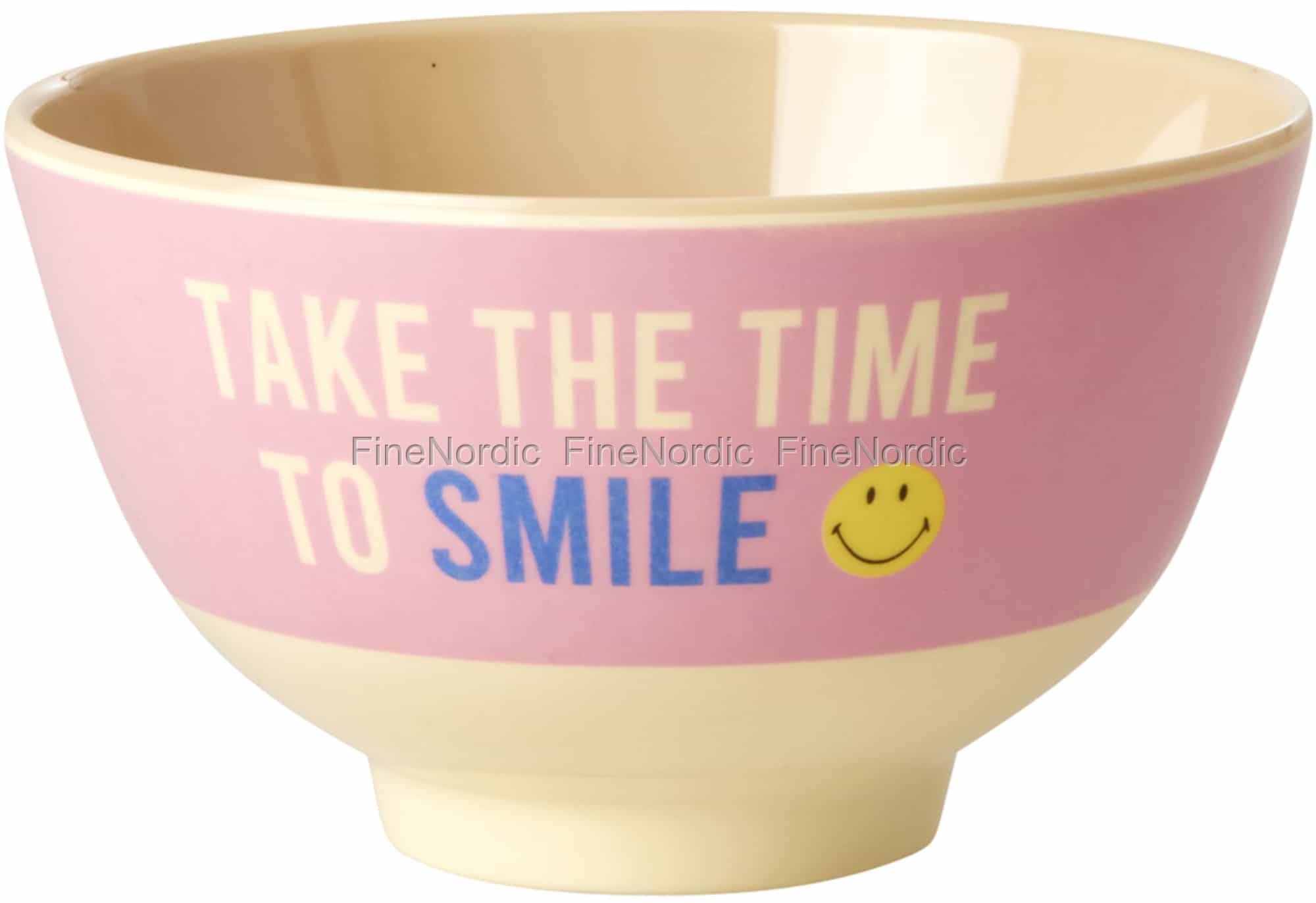 Rice Melamine Bowl Smiley Pink Two Tone Small