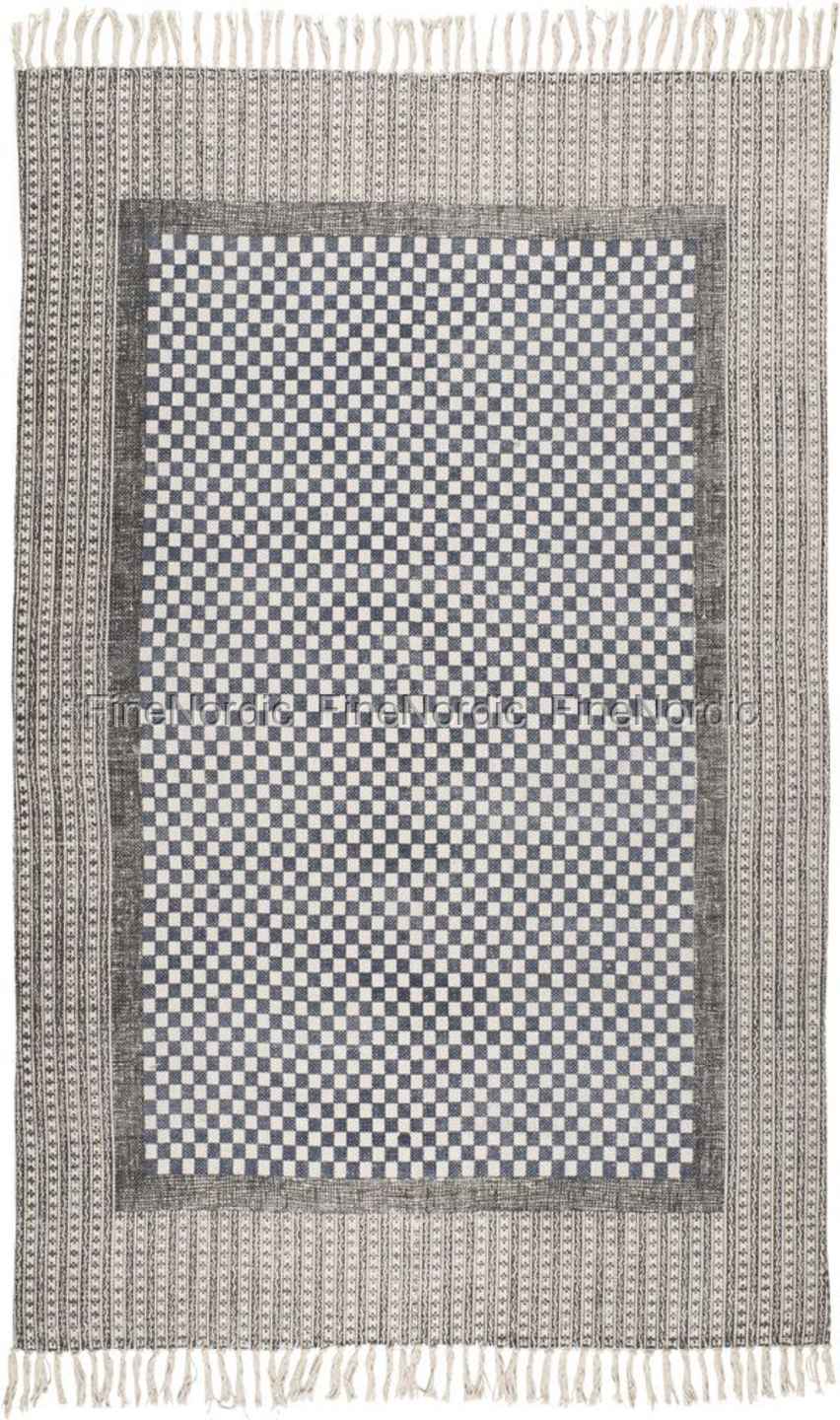 Ib Laursen Rug Antique Black With Chequered Middle 120 X 180 Cm