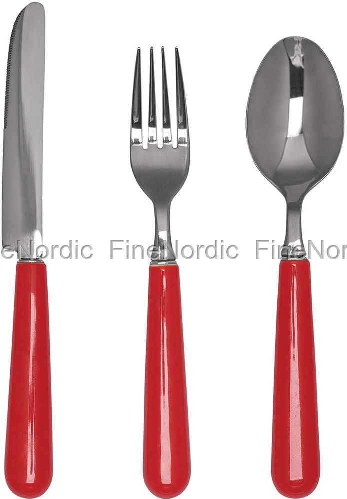 Greengate Cutlery Red With Porcelain Handle Set Of 3 Pcs