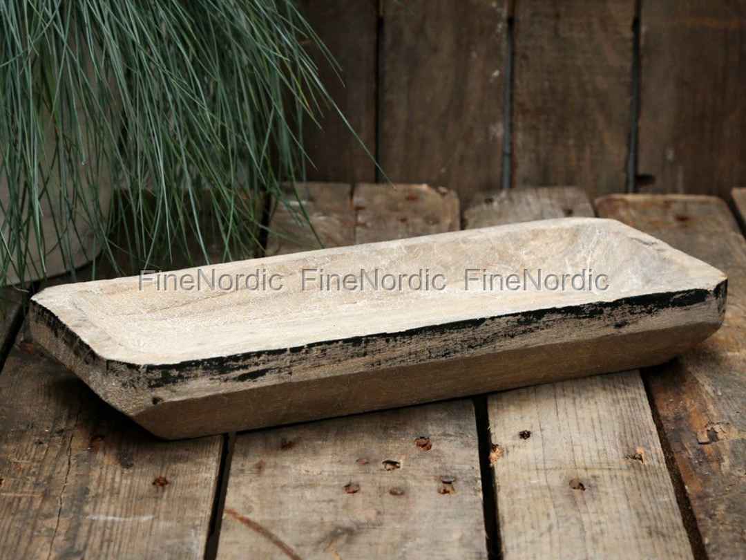 Chic Antique Old French Wooden Tray 40 X 17 Cm