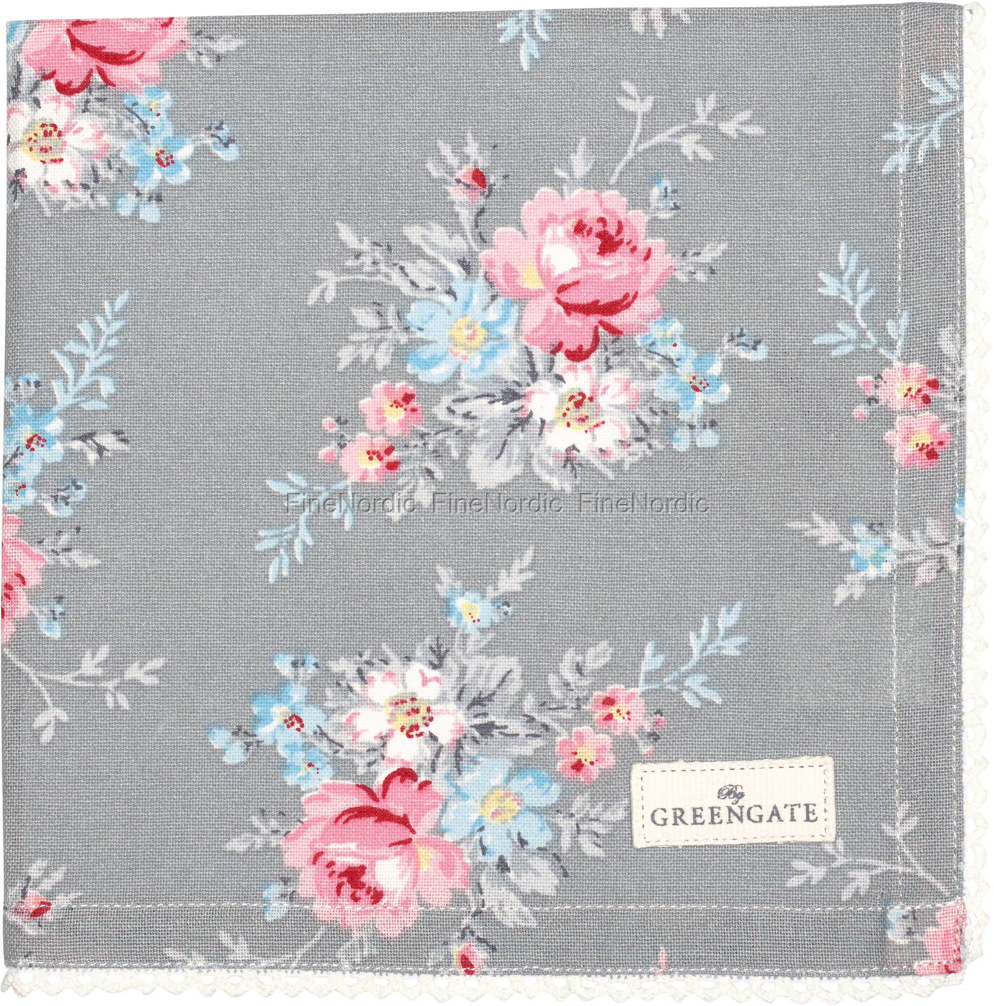 GreenGate Napkin With Lace Marie Pale Grey