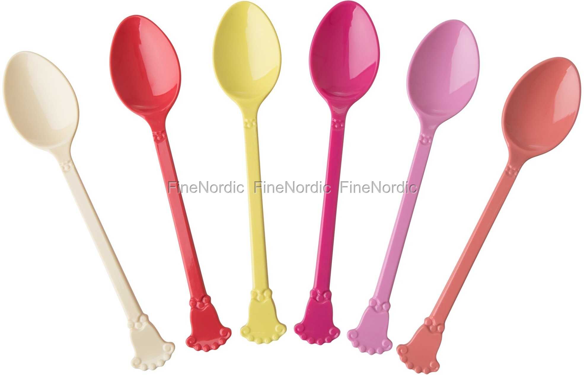 Rice Melamine Vintage Table Spoons Sunny Colors Set of 6