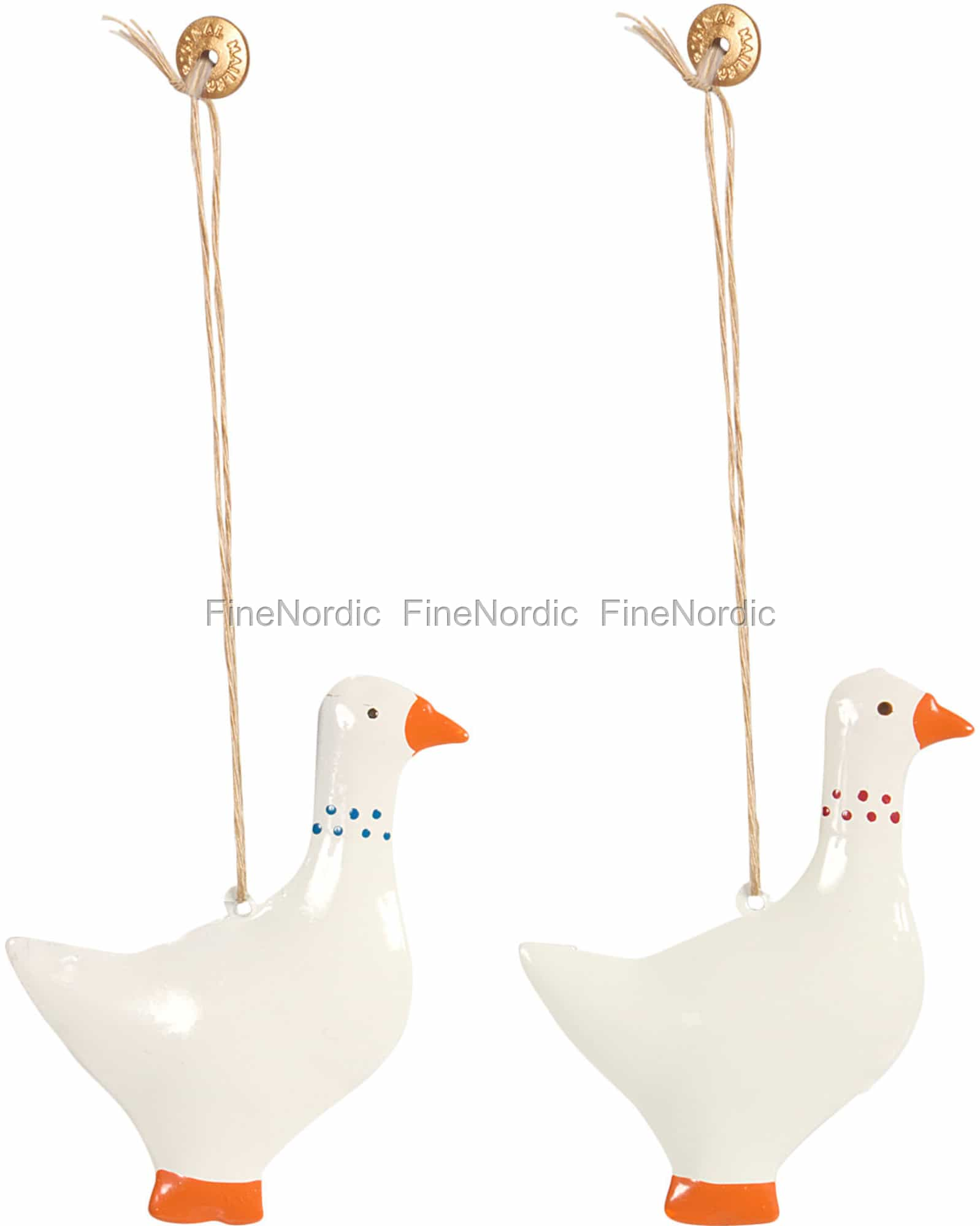 Maileg Christmas Decoration Goose Metal Blue Red Ornement