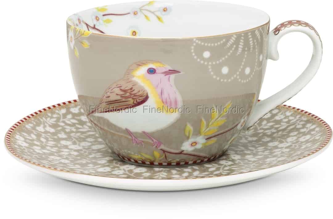 kwartaal behang borst Pip Studio Floral Cappuccino Cup & Saucer Early Bird Khaki