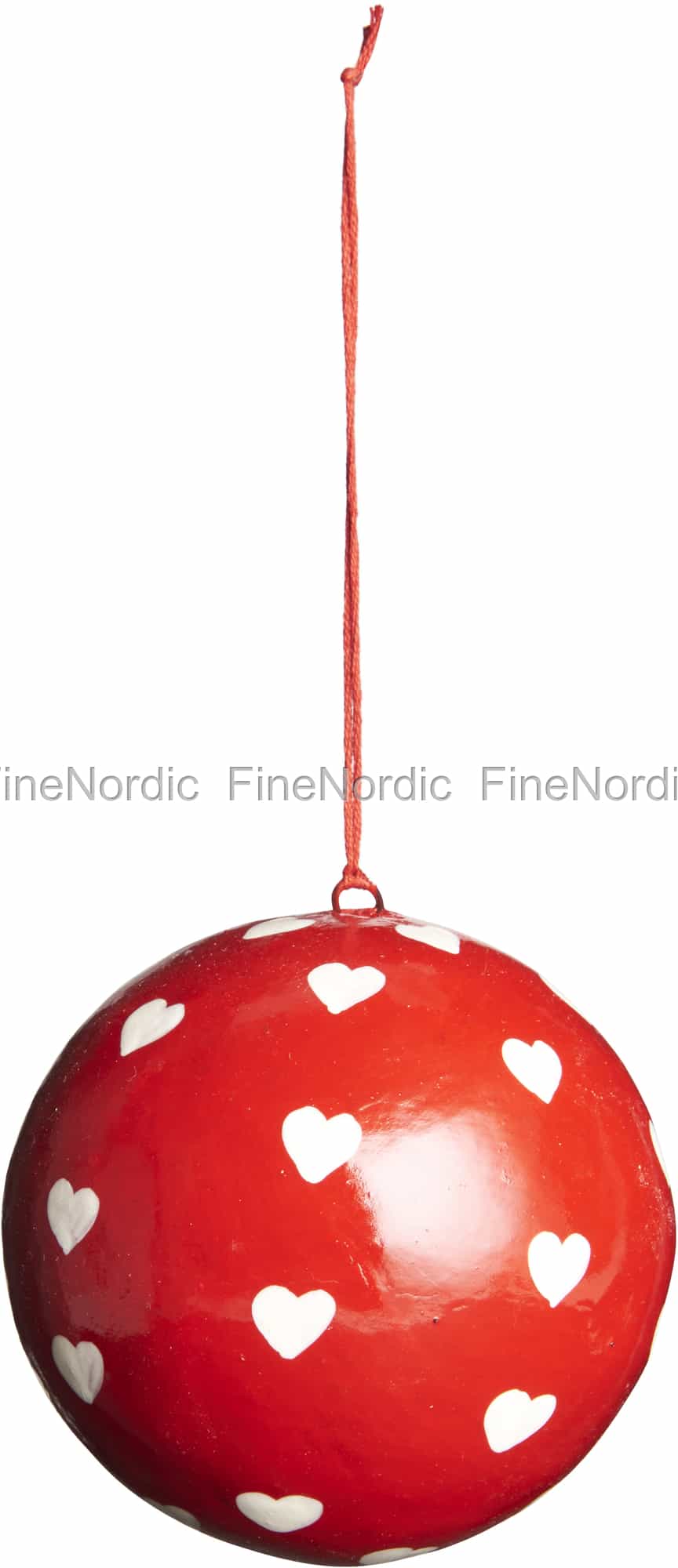 Ib Laursen Christmas Ornament Red with White Hearts