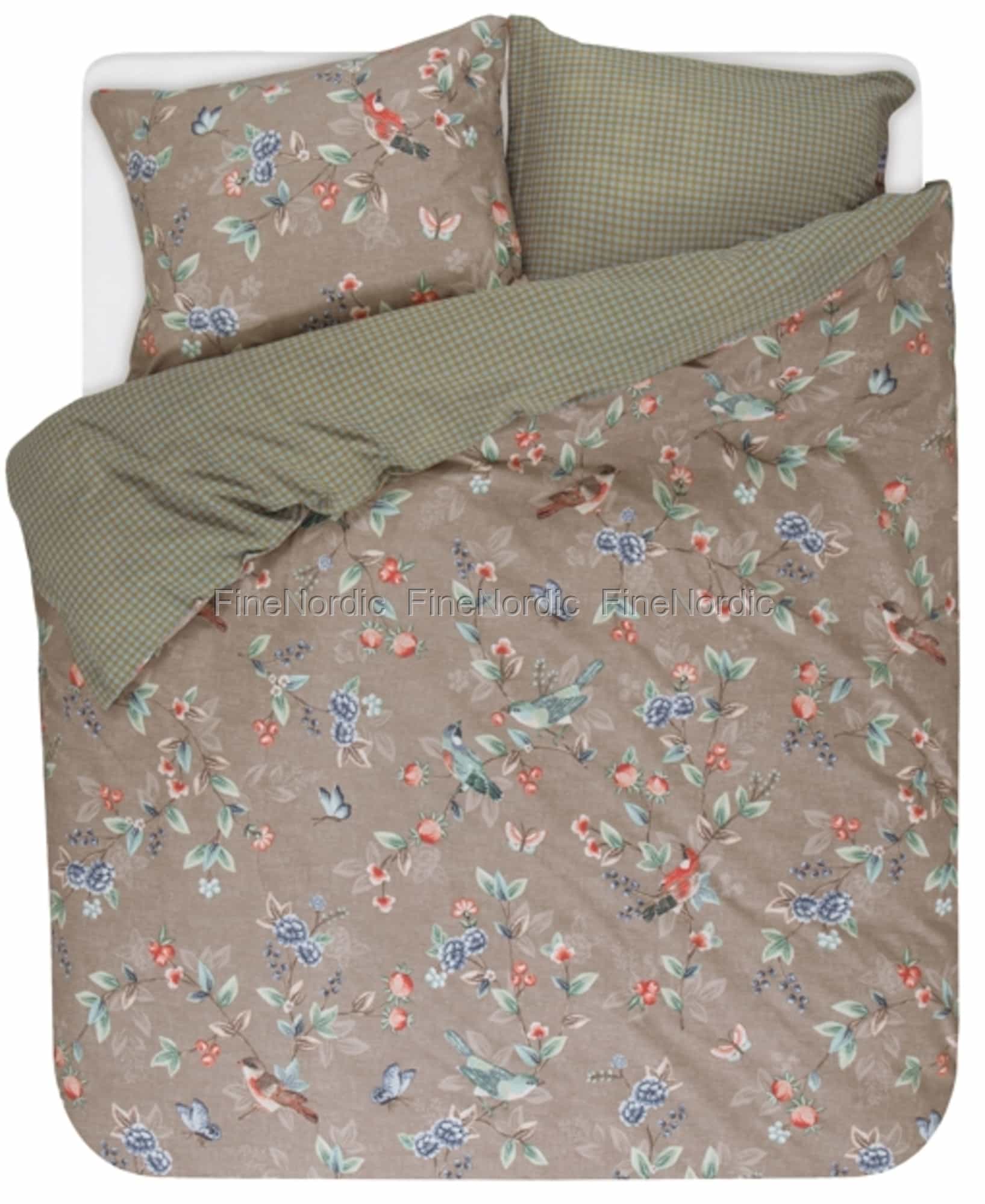 Pip Studio Bed Linen Birdy Khaki 140 X 200 Cm 60 X 63 Cm