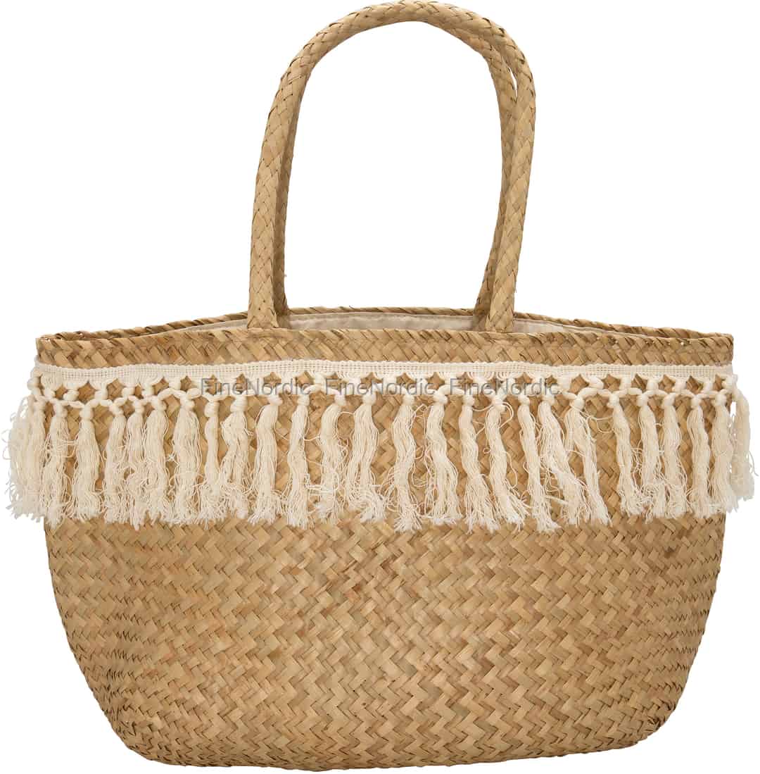 GreenGate Basket with Fringes Nature Medium