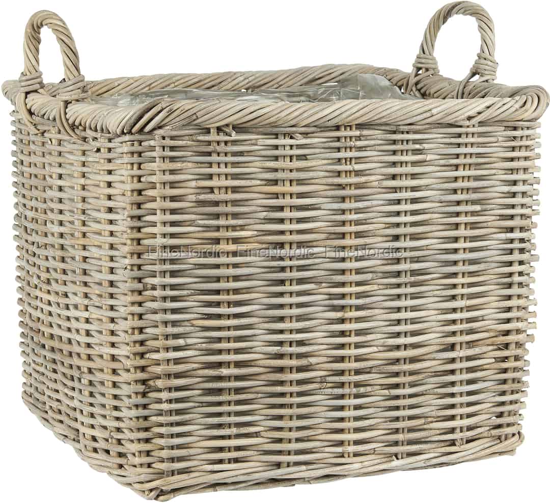 Storage 16053-00 IB LAURSEN Basket Natural with Handle in Black.. 
