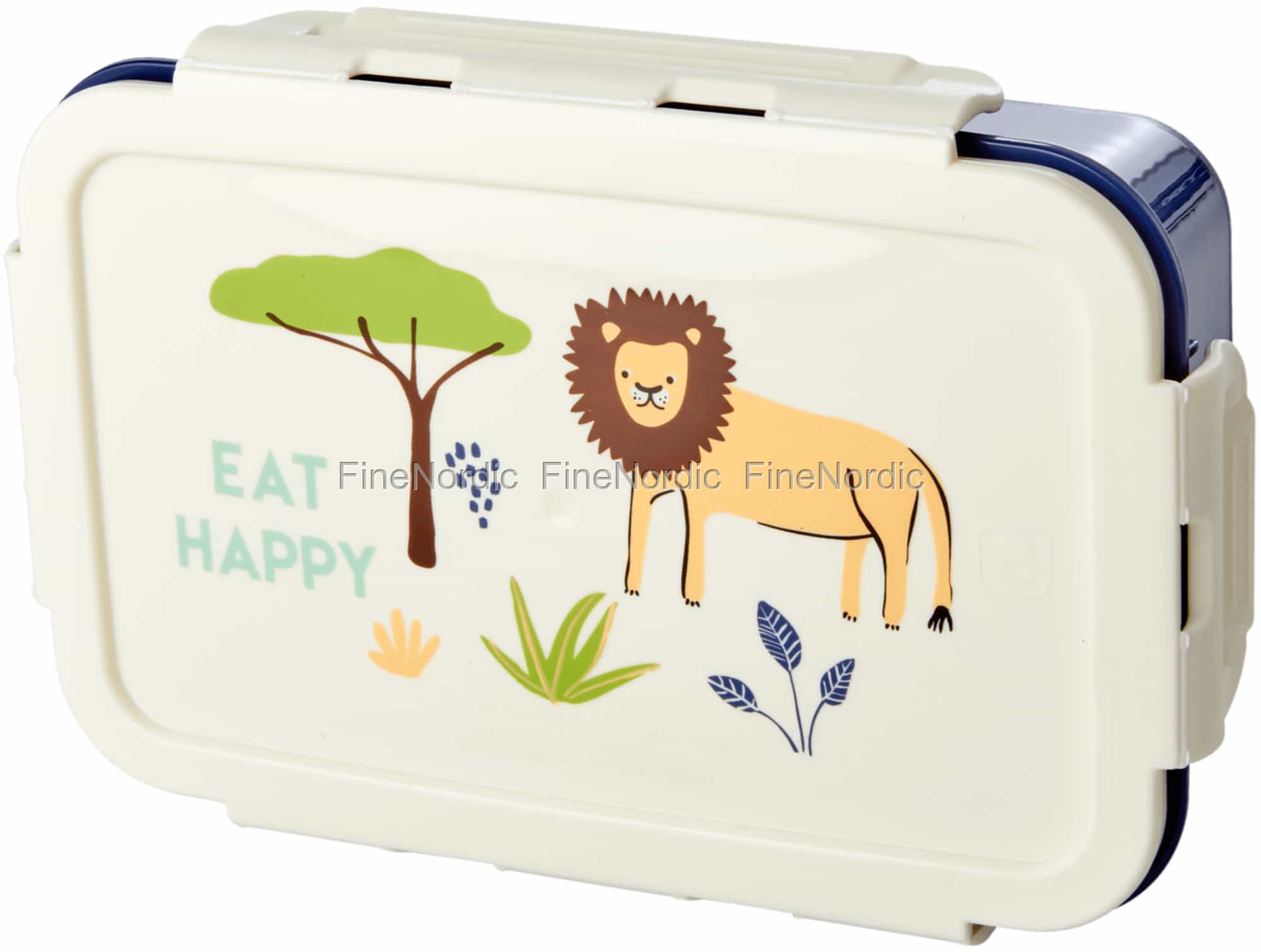 Rice Lunch Box with 3 Inserts - Jungle Print - Blue - Large
