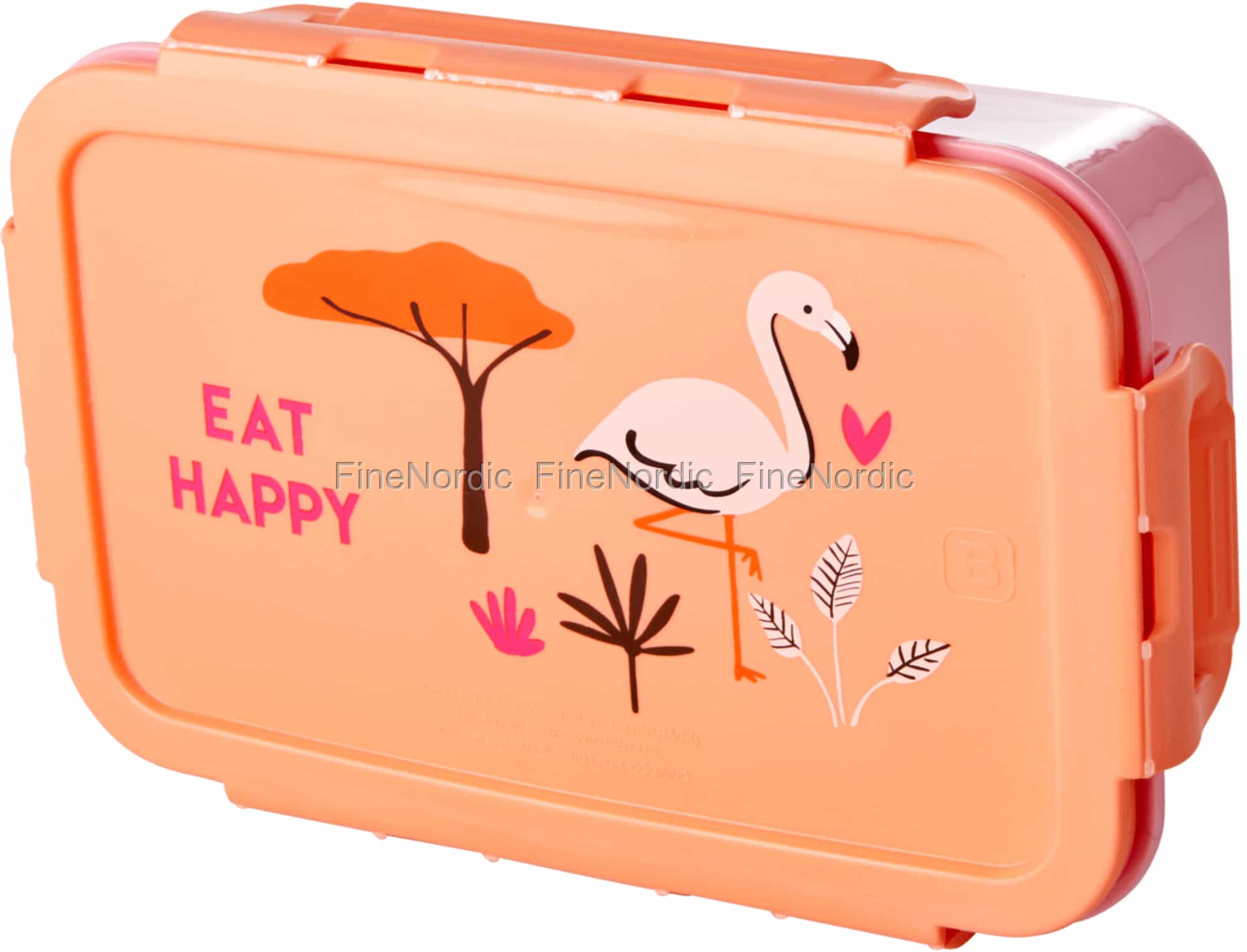 Rice Lunch Box with 3 Inserts - Jungle Print - Coral - Large