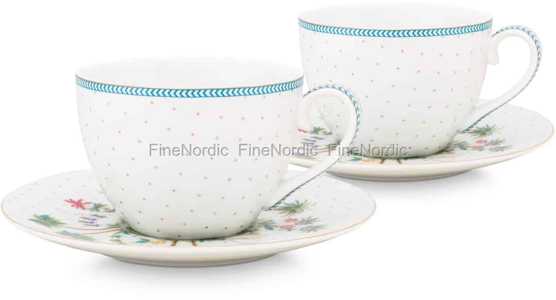 Pip Studio Cups & Saucers Jolie Dots Gold Set of 2 in Gift Box