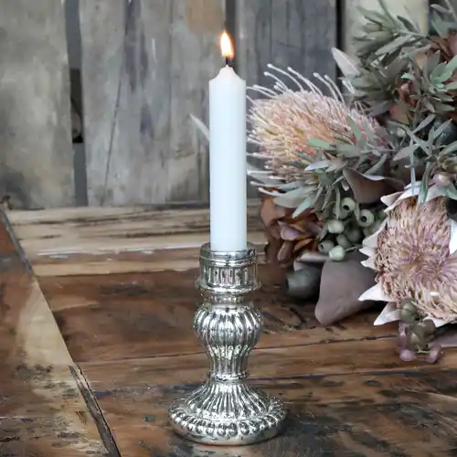 Mini Aged Brass Round Chamberstick Candle Holder - Thin Dinner