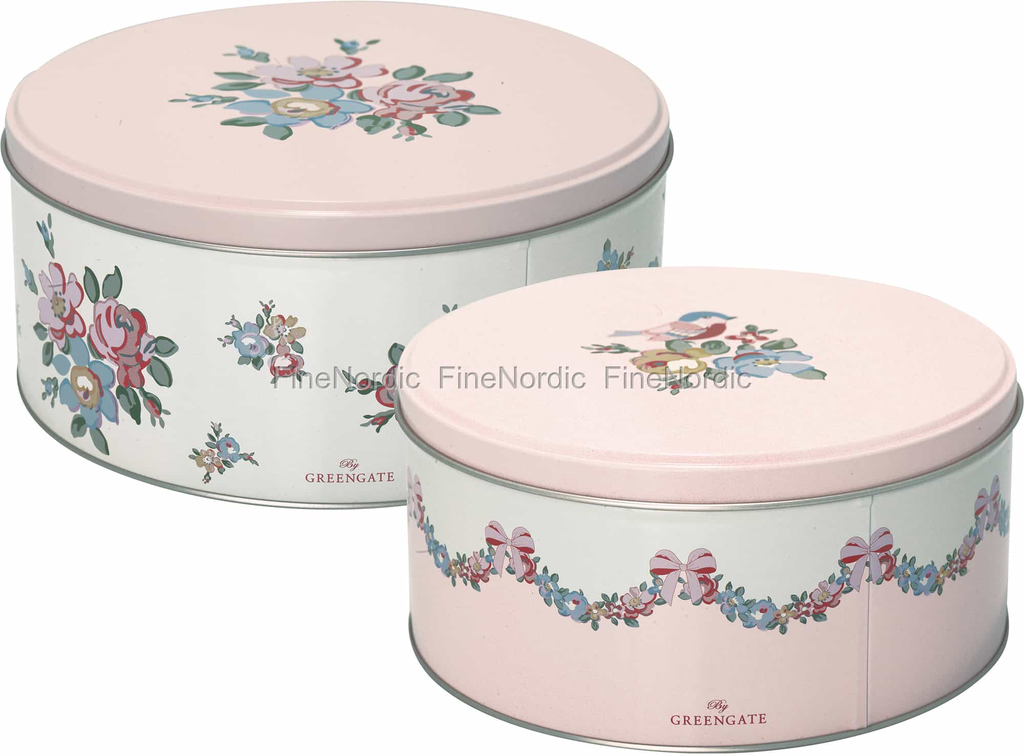 GreenGate Round Box Madison White Set of 2