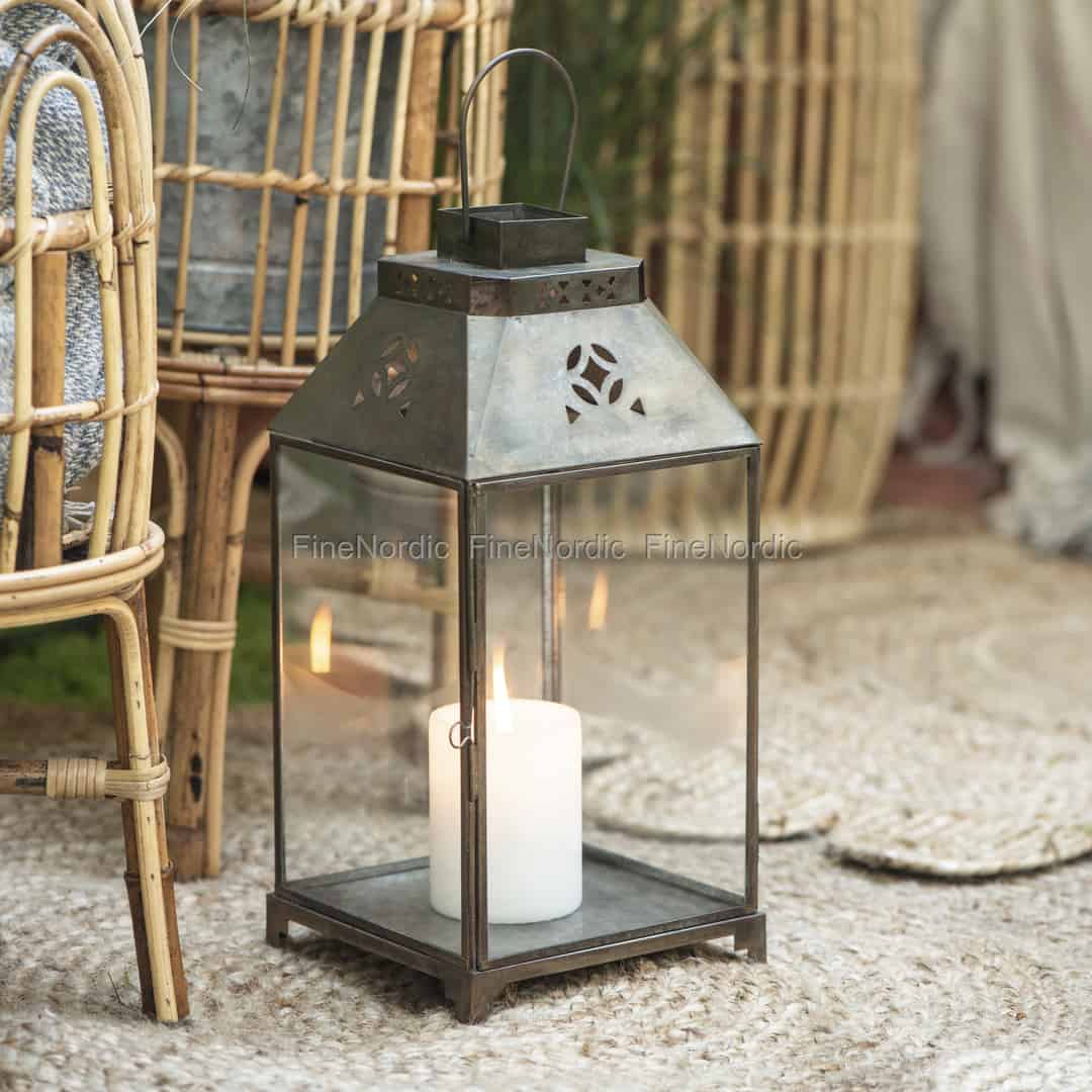 lanterne verre grillage fin metal ancien dore campagne ib laursen - Kdesign