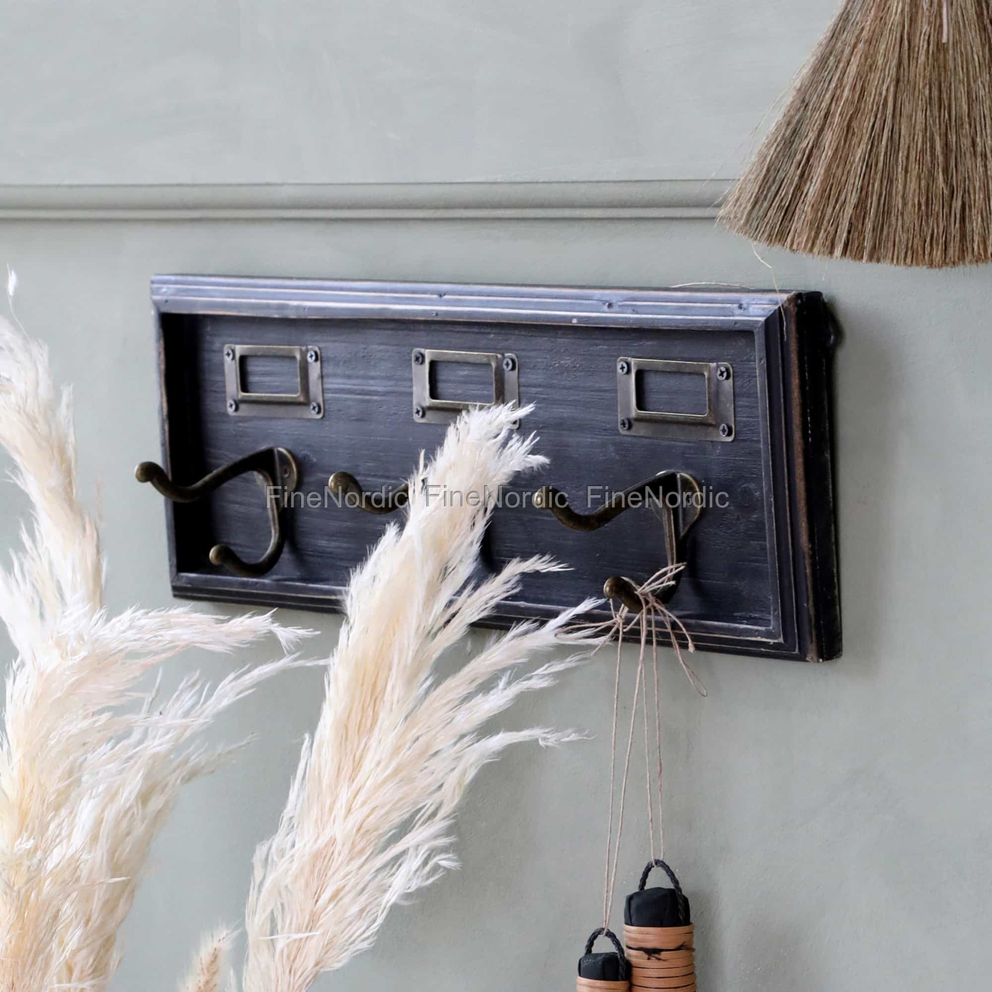 Chic Antique Rack with 3 Hooks Antique Coal