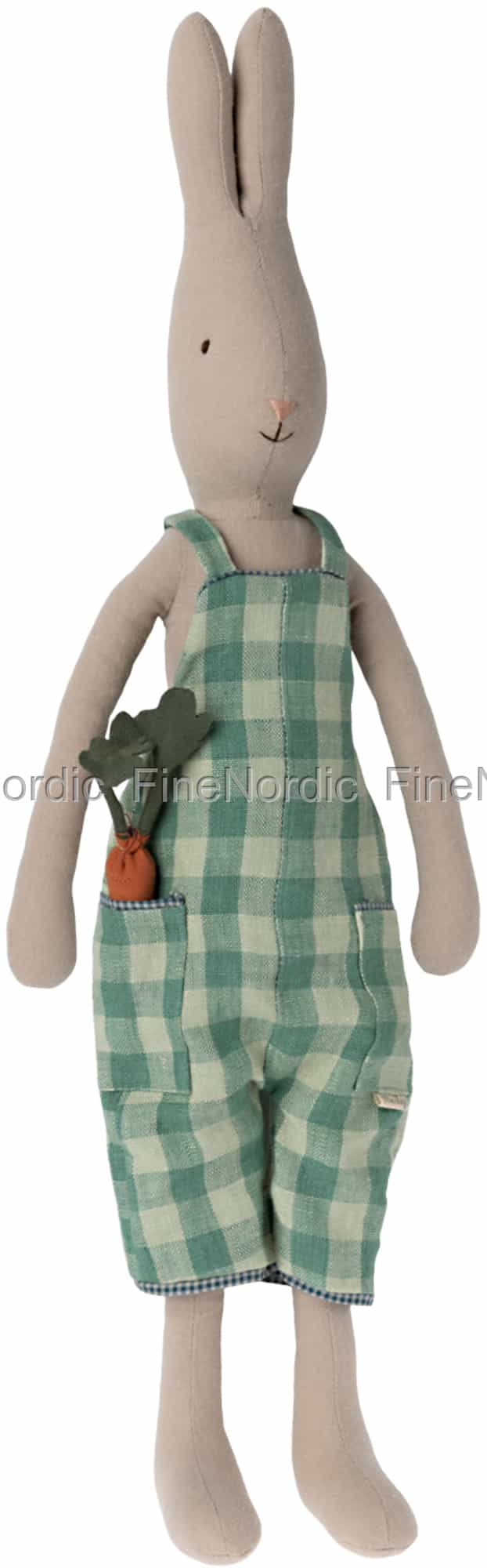 Maileg Rabbit Size 3 in Overalls Green Checkered