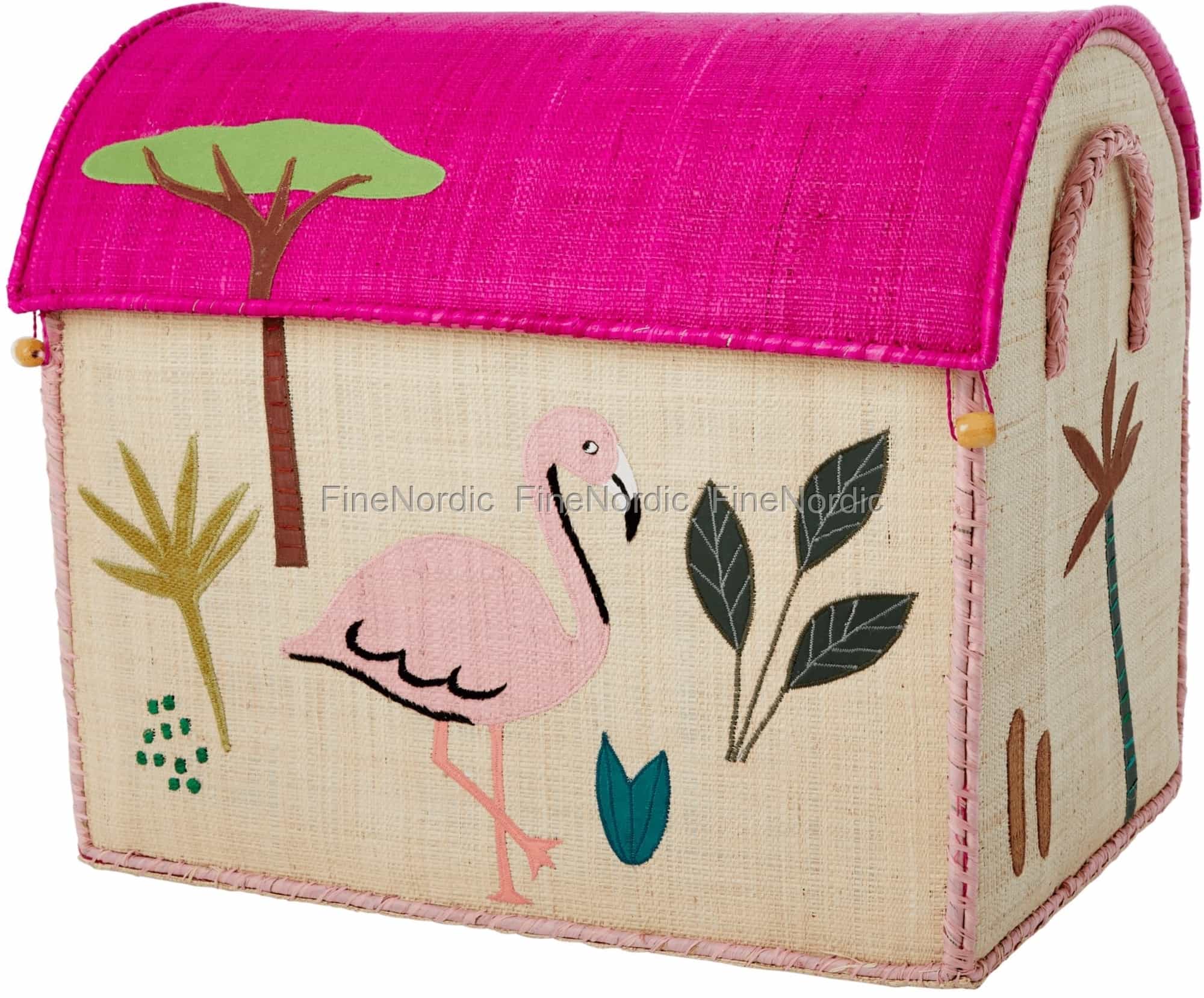 Rice Raffia Toy Basket - Jungle Theme - Nature Color - Large