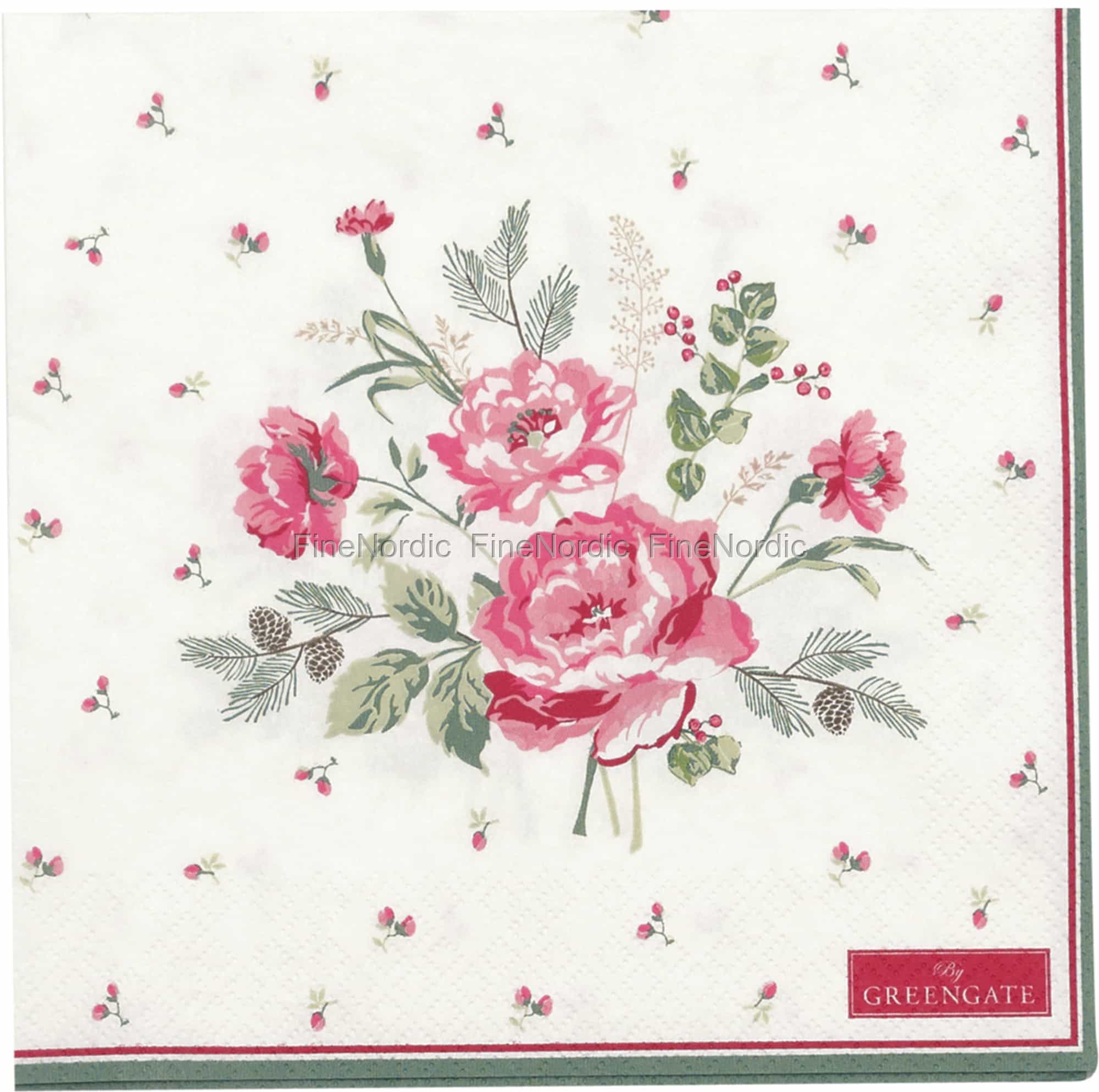 GreenGate Paper Napkins Leonora White Large 20 pcs