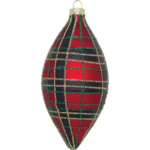 Red & Green Tartan Plaid Thermos Glass Ornament
