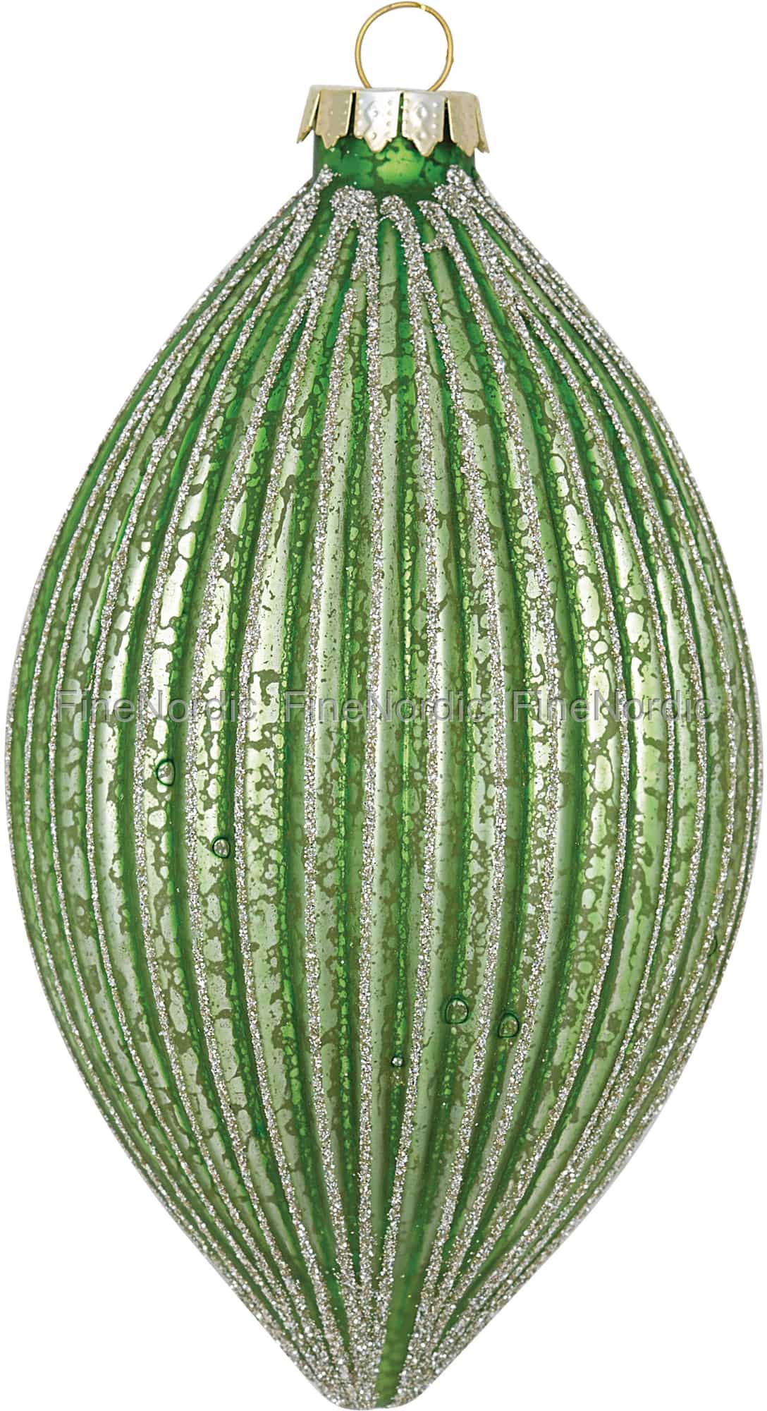 GreenGate Christmas Ornament Drop Decorated Green Glitter XLarge