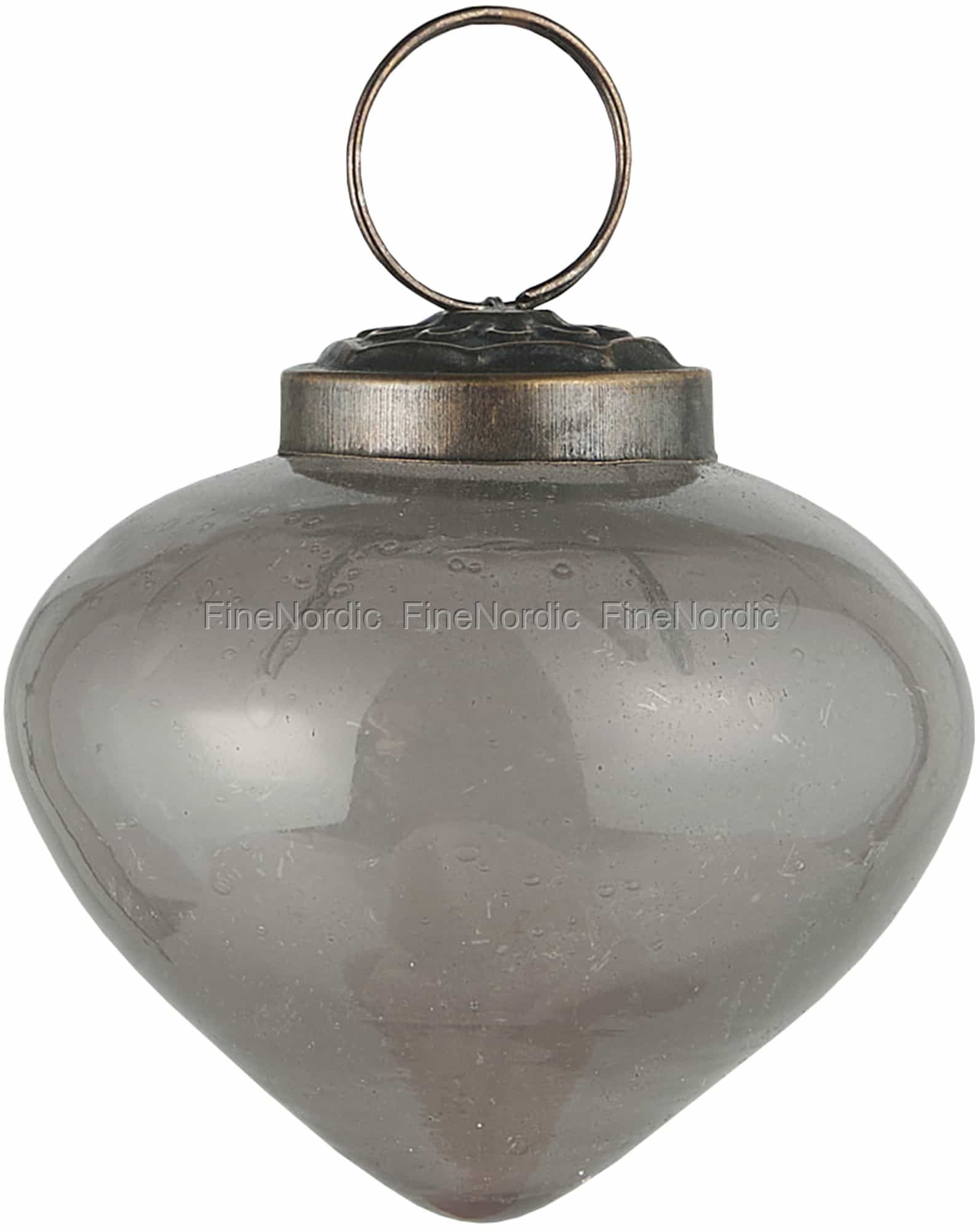 Ib Laursen Christmas Ornament Bubbled Glass Onion Shaped Grey Large