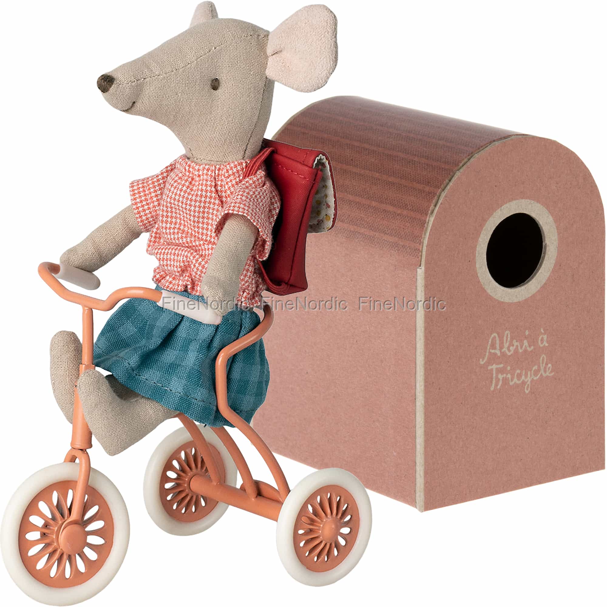 Maileg Tricycle for Mouse with Abri à Tricycle - Coral (without mouse)