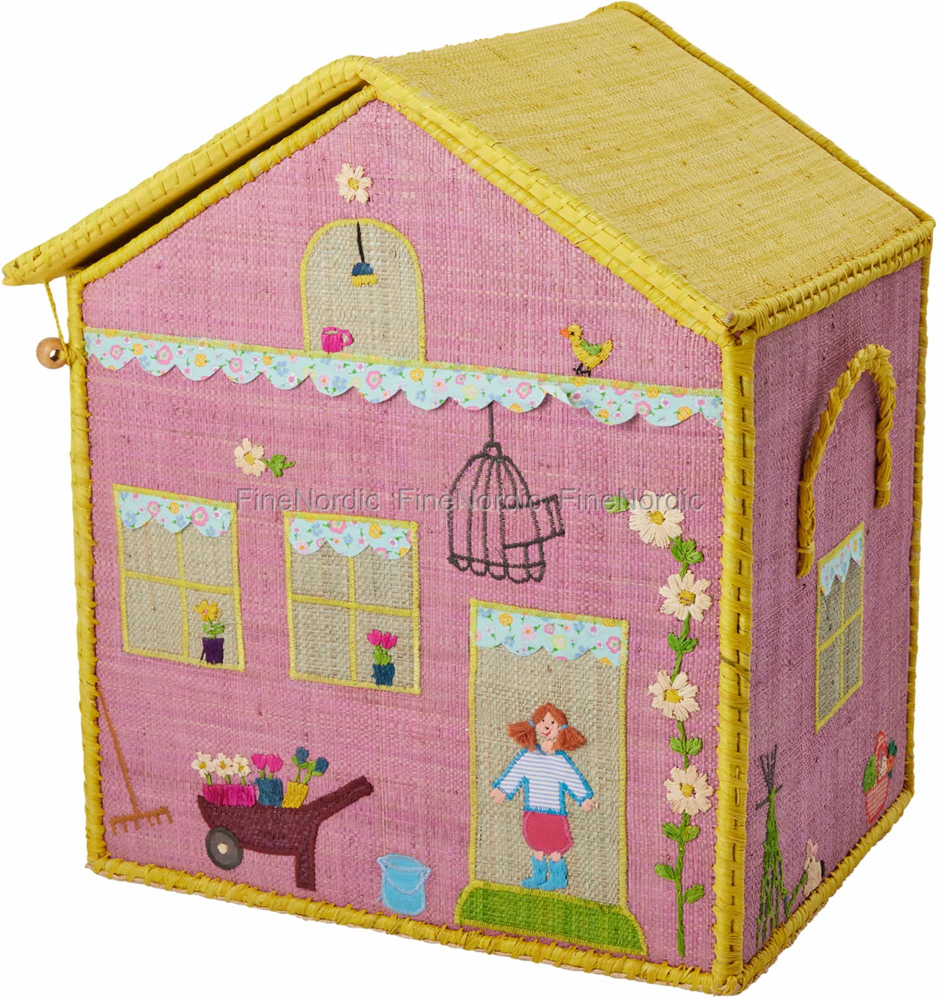Rice Raffia Toy Basket House Theme Medium