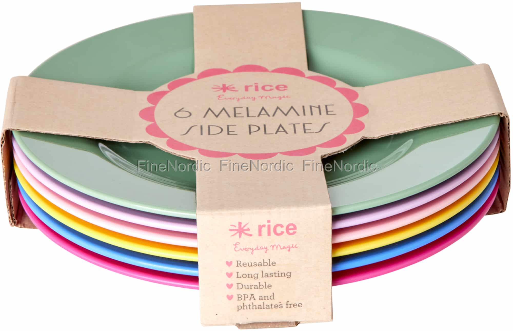 Rice Melamine Plates SS23 Colors Set of 6 in Giftbox