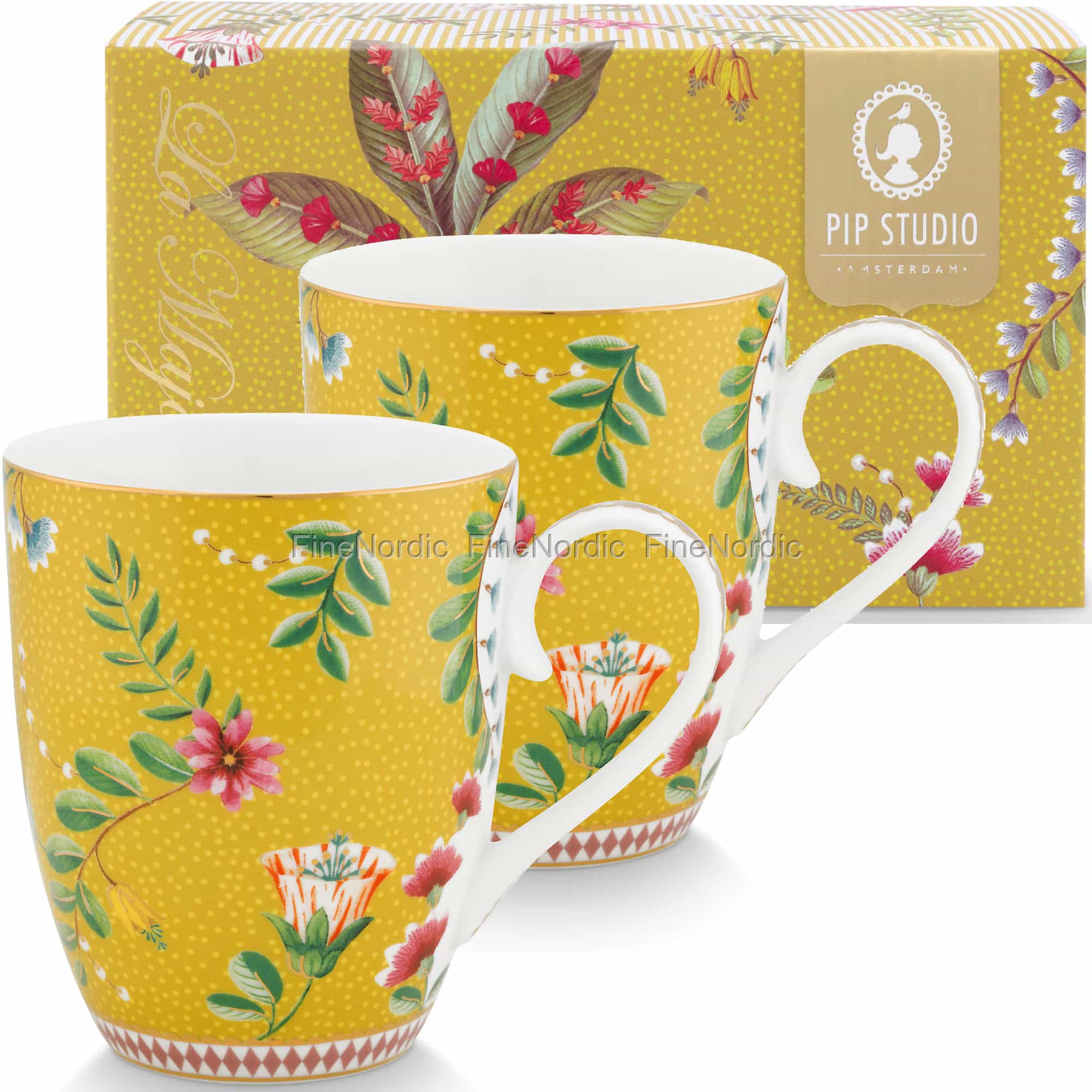 Bold & Bright Yellow Mug (500ml) with Designer Golden Handle – Tasse de Thé