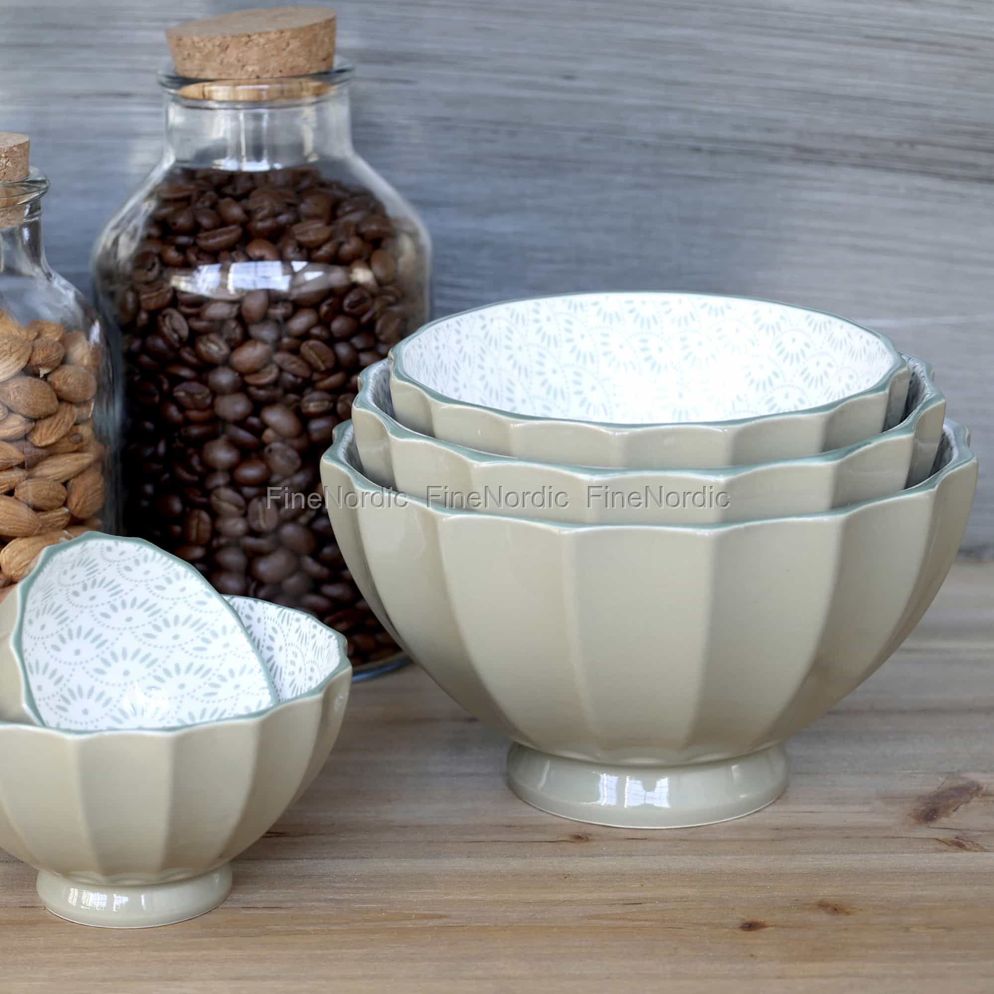 Chic Antique Arés Latte Bowl with Pattern Set of 5 Verte