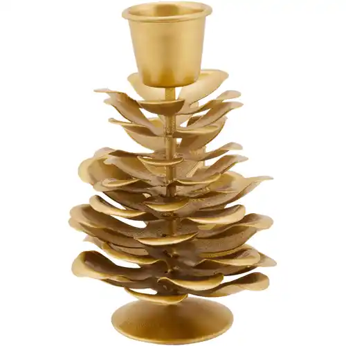  Keona Golden Pine Cone Pillar Candle Holder : Home