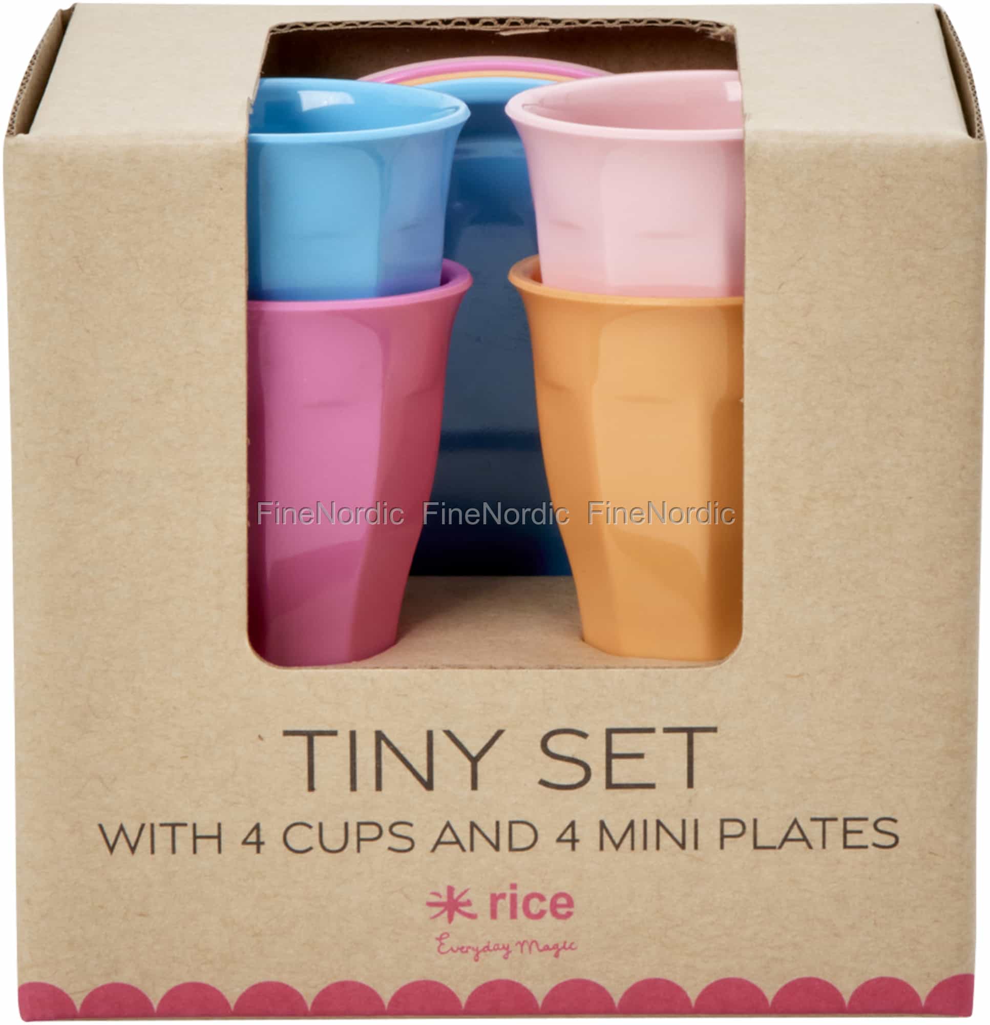 Mini Rice Plates Rice Melamine Mini Set - 4 Mini Cups and 4 Mini Plates in Giftbox