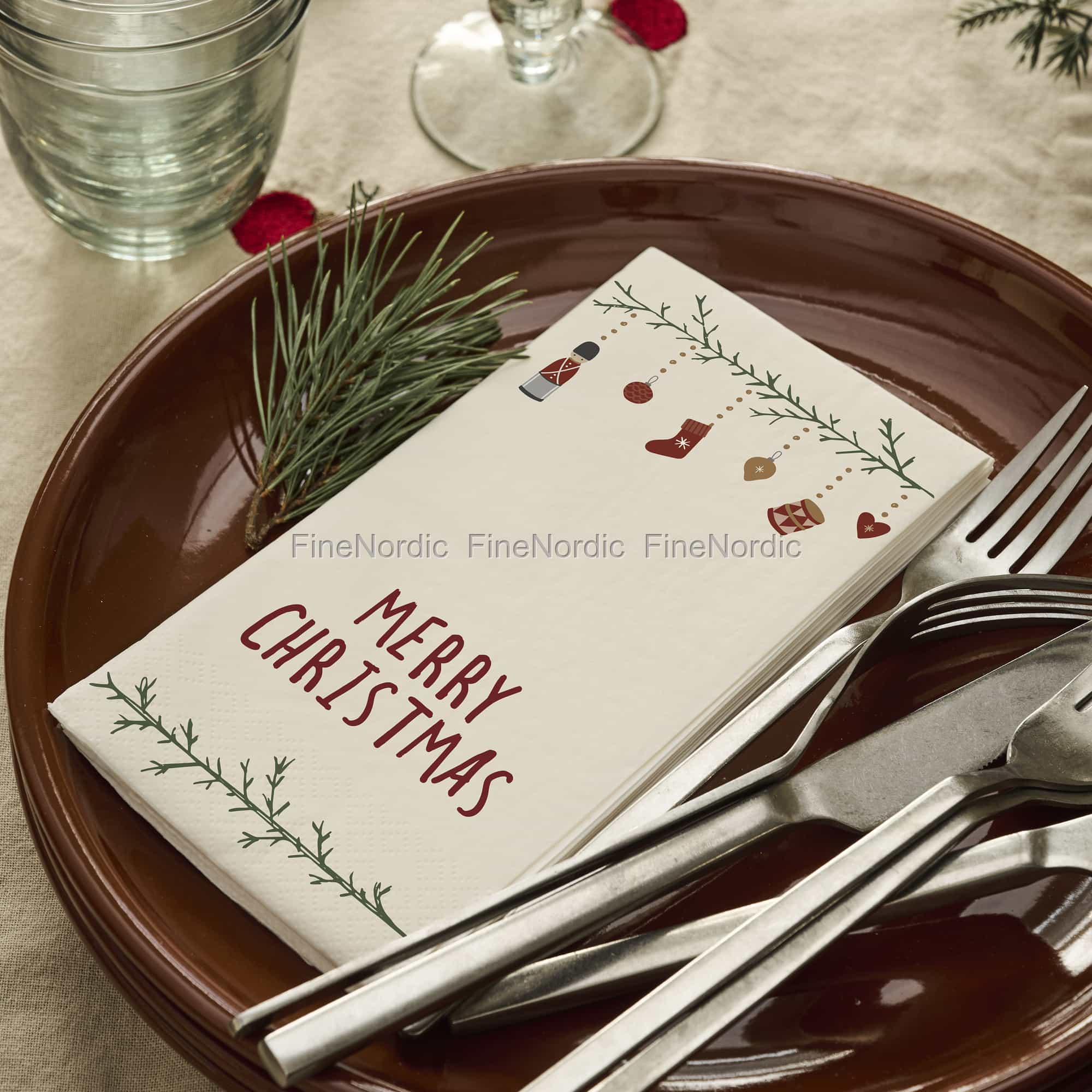 Ib Laursen Paper Napkins Merry Christmas and Christmas Garland 16 pcs - Main Image