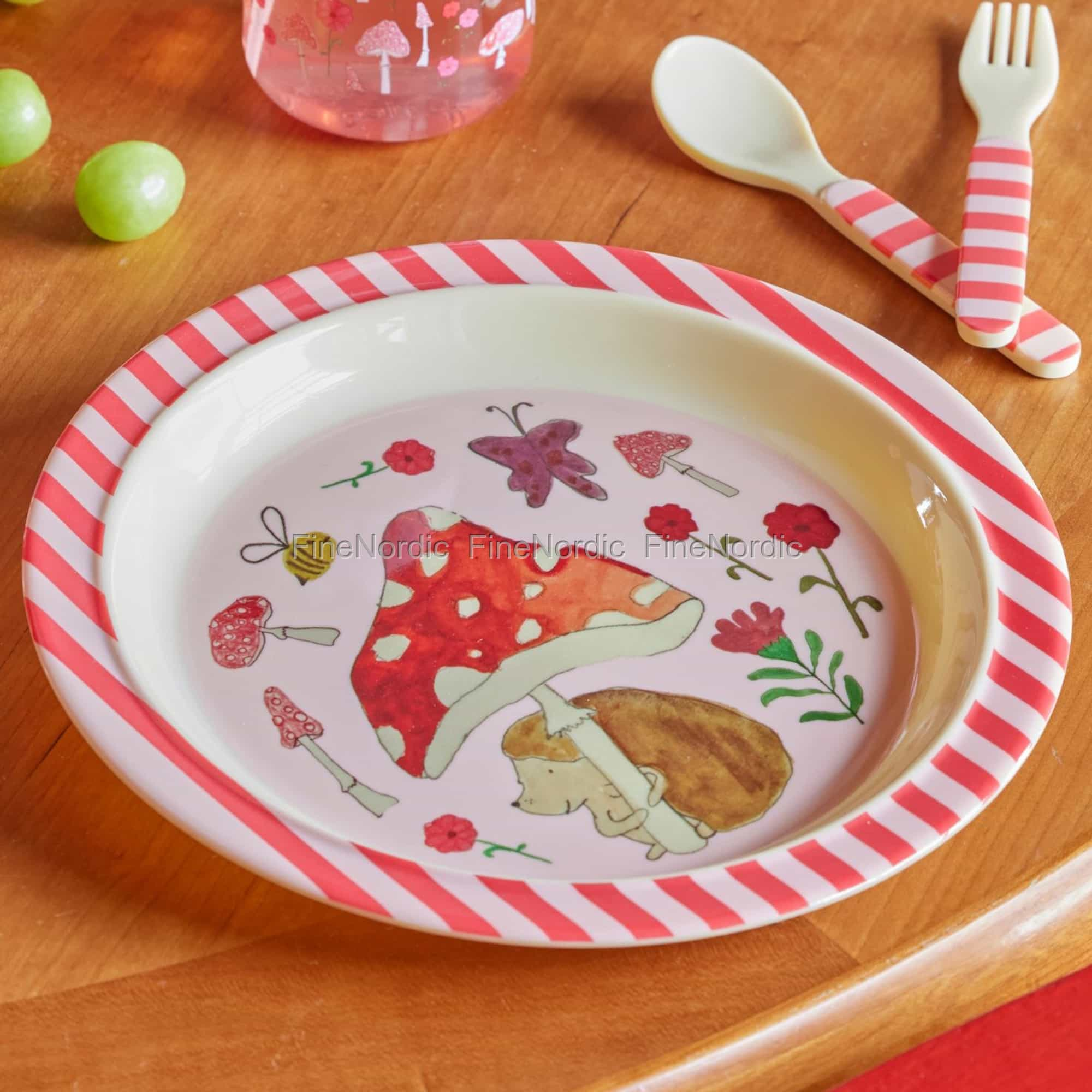 Rice Melamine Kids Plate Happy Forest Pink