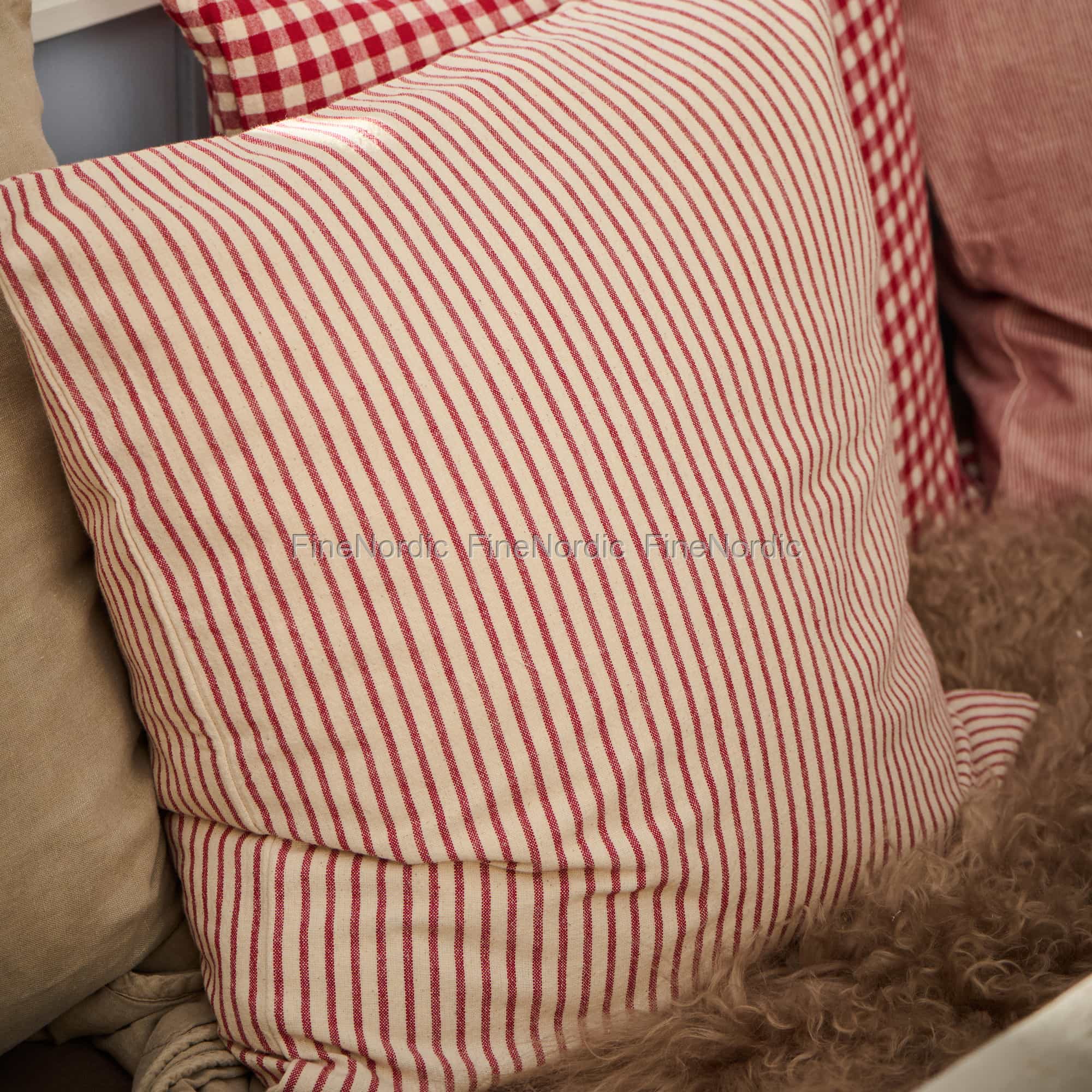 Ib Laursen Cushion Cover Ingrid Natural with Red Stripes 50 x 50 cm