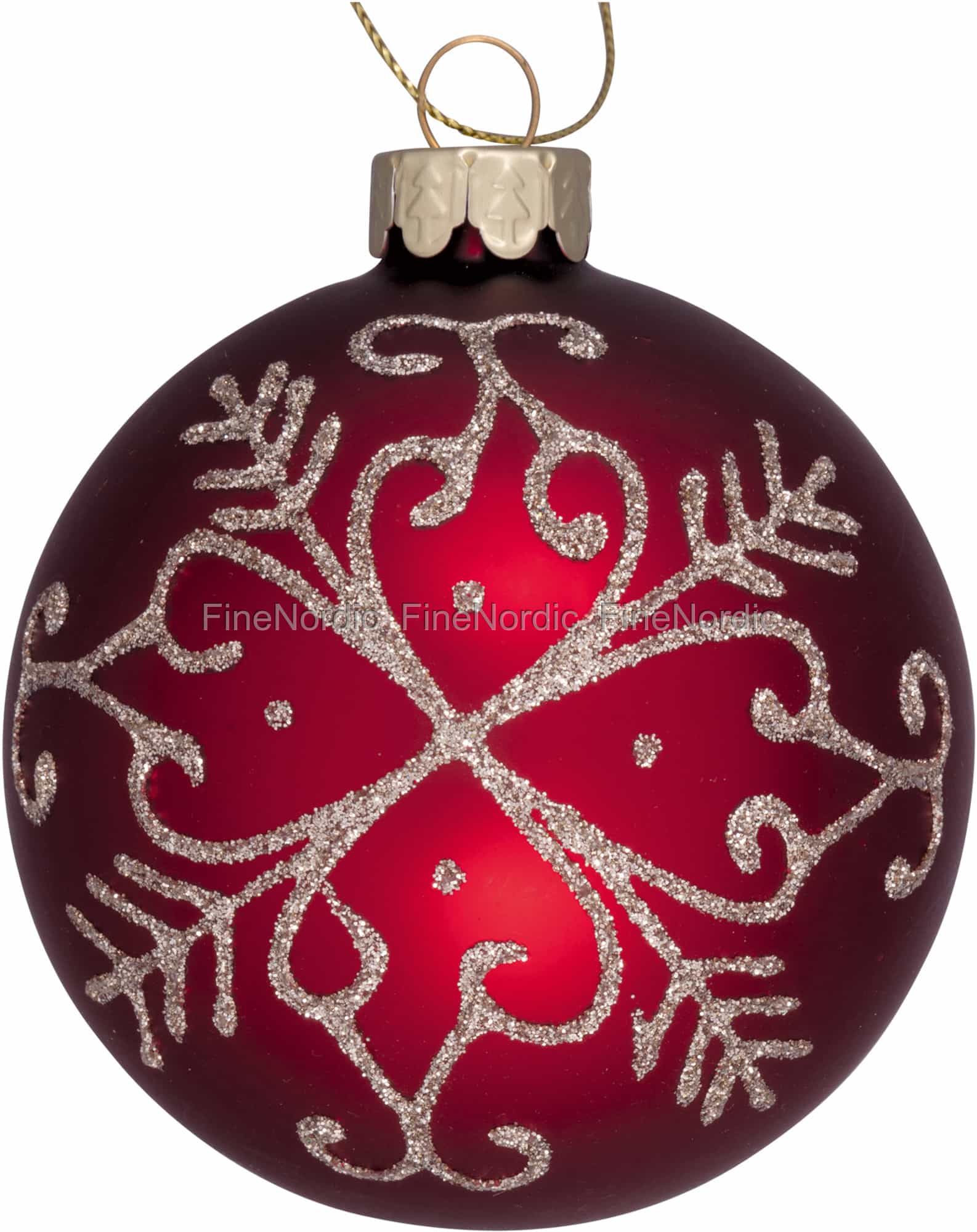 GreenGate Christmas Ball Glass Red Snowflake Gold Glitter