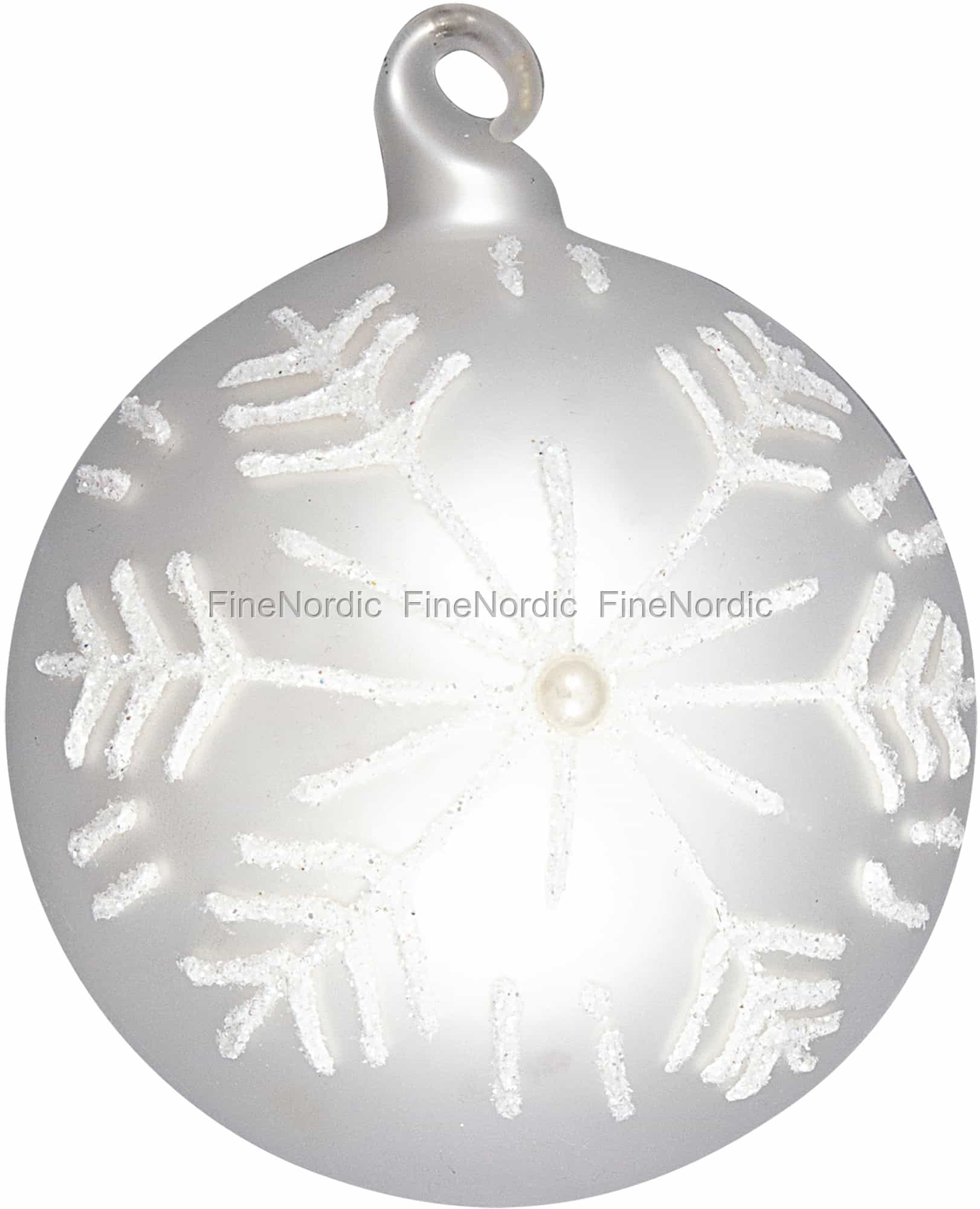 GreenGate Christmas Ball Glass Snowflake White Glitter