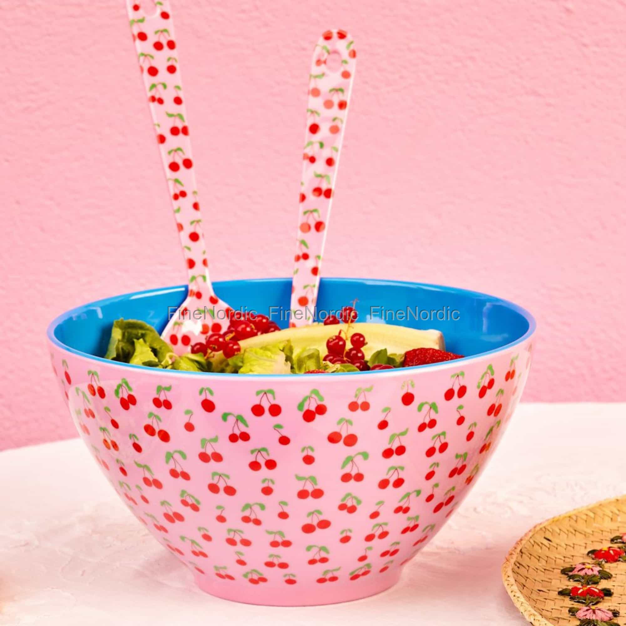 Contrast Rim Enamel Salad Bowl | Mint/Chestnut