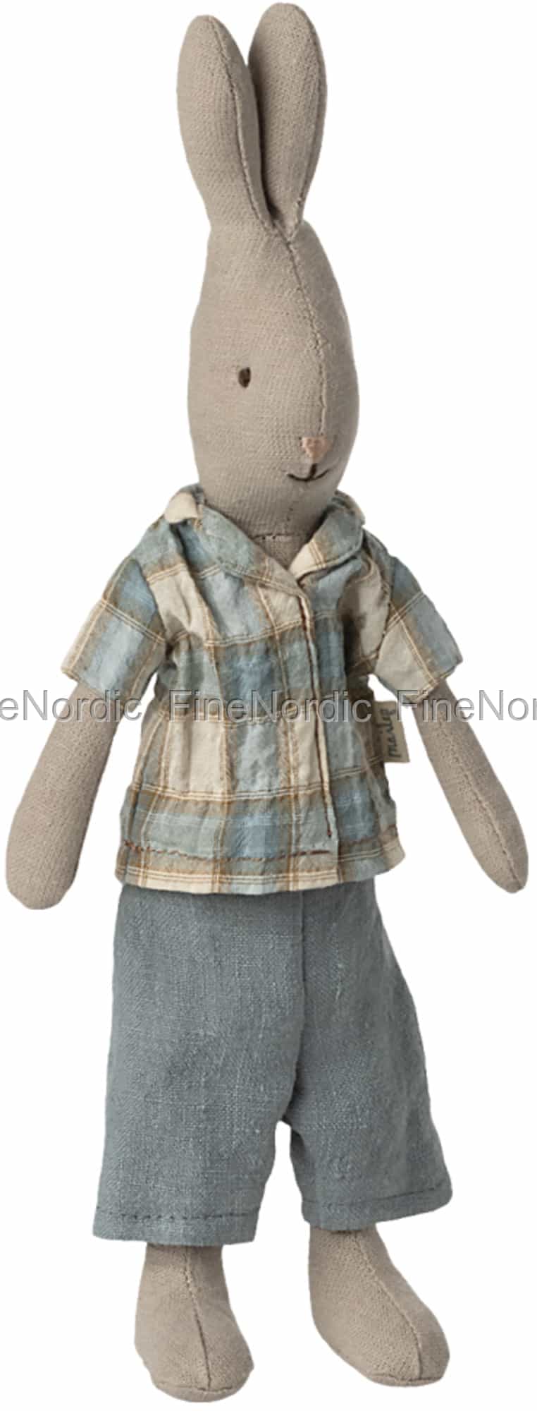 Maileg Rabbit - Size 4 in Knitted Overalls